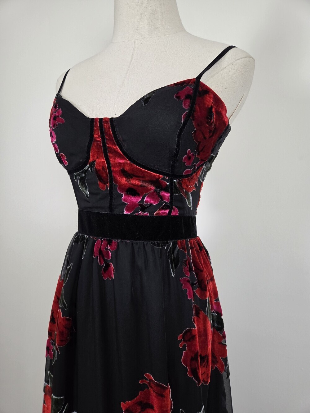 Betsey Johnson Floral High Low Corset Midi Dress Size Small Formal (u) - Picture 4 of 14